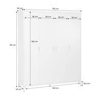 Armadio camera guardaroba industriale in metallo 4 ante, 10 ripiani, 1