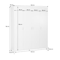 Armadio camera guardaroba industriale in metallo 4 ante, 10 ripiani, 1