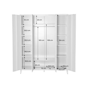 Armadio camera guardaroba industriale in metallo 4 ante, 10 ripiani, 1