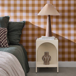 Comodino, tavolino industriale, beige