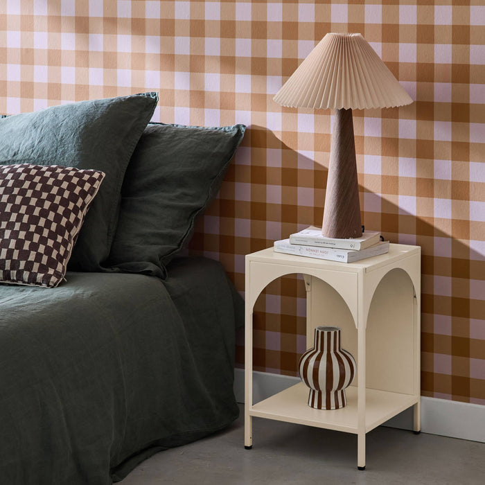 Comodino, tavolino industriale, beige