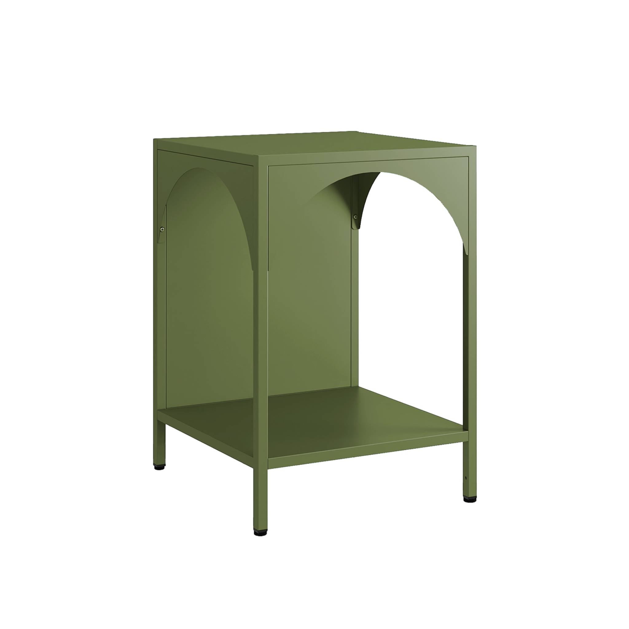 Comodino, tavolino industriale, verde kaki
