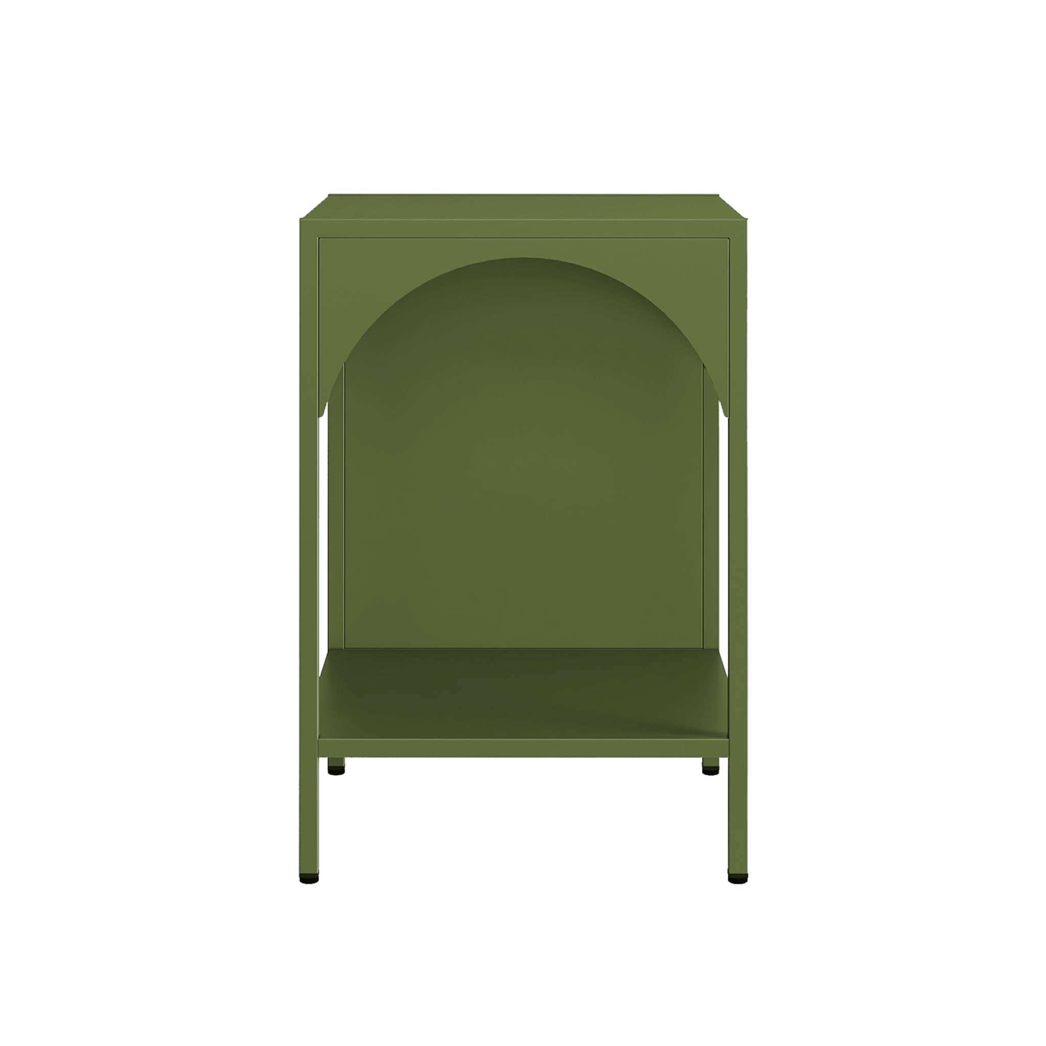 Comodino, tavolino industriale, verde kaki