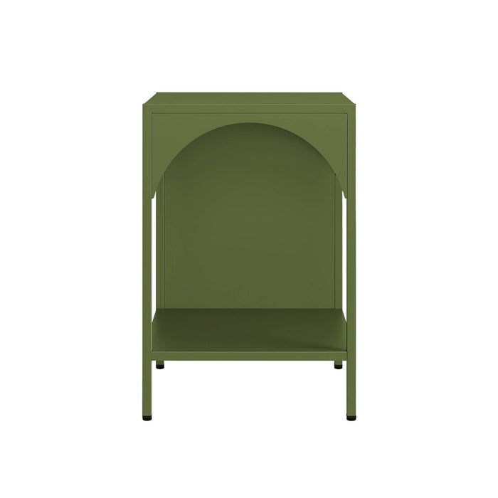 Comodino, tavolino industriale, verde kaki