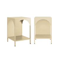 Set 2 comodini, tavolini industriali, beige