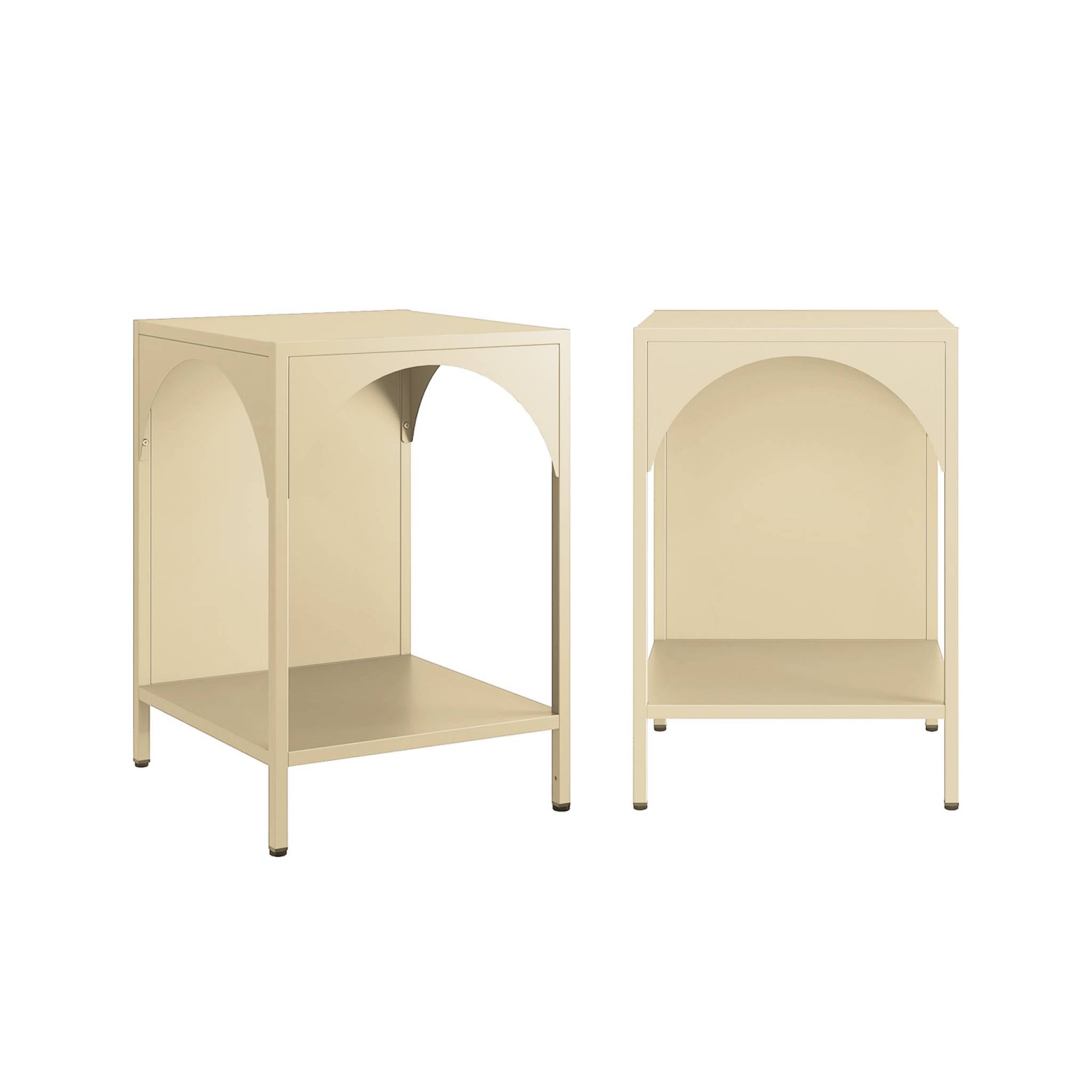 Set 2 comodini, tavolini industriali, beige