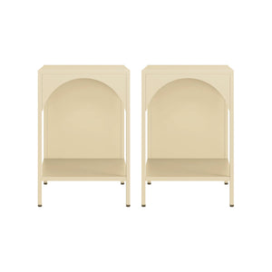 Set 2 comodini, tavolini industriali, beige