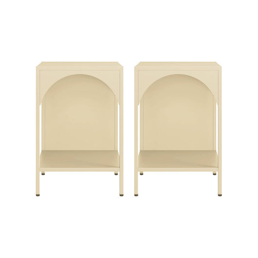 Set 2 comodini, tavolini industriali, beige