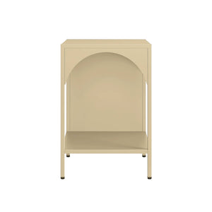 Set 2 comodini, tavolini industriali, beige