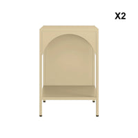 Set 2 comodini, tavolini industriali, beige