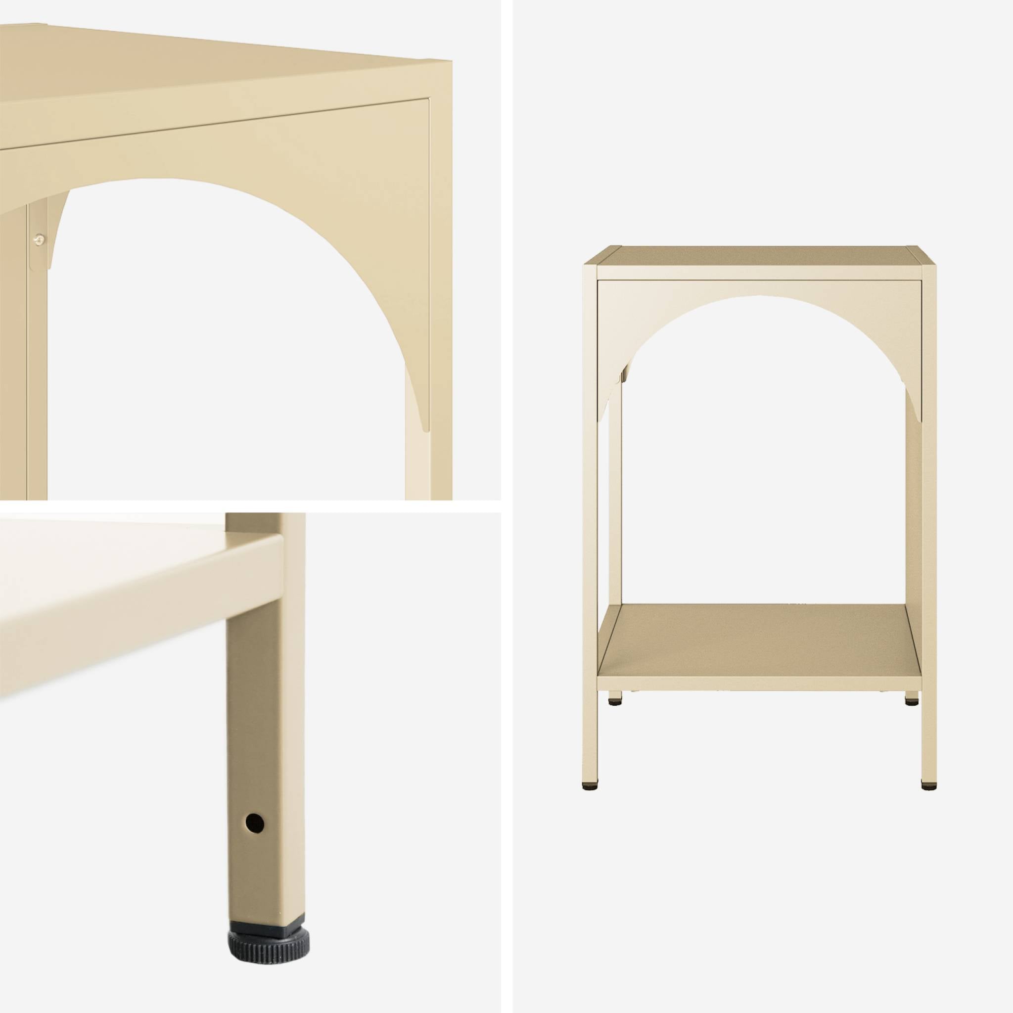 Set 2 comodini, tavolini industriali, beige