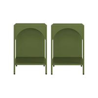 Set 2 comodini, tavolini industriali, verde kaki