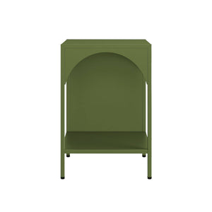 Set 2 comodini, tavolini industriali, verde kaki