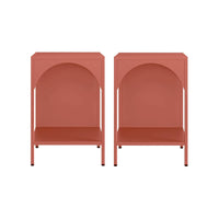 Set 2 comodini, tavolini industriali, terracotta