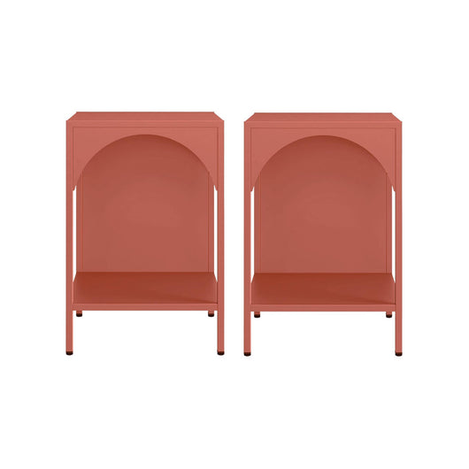 Set 2 comodini, tavolini industriali, terracotta