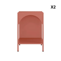 Set 2 comodini, tavolini industriali, terracotta