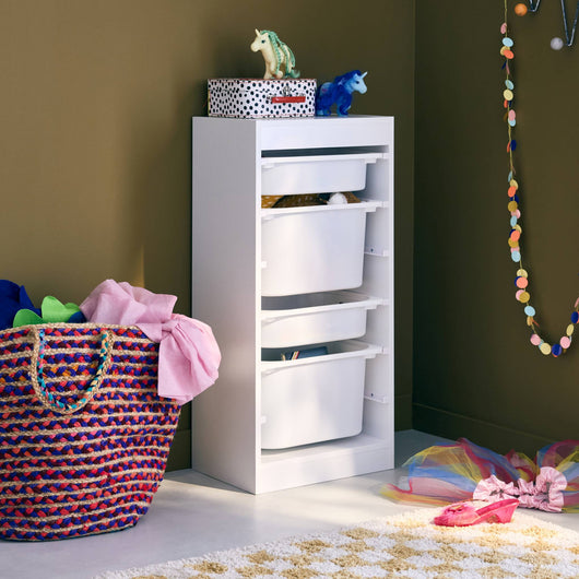 Contenitore per bambini con 4 contenitori, bianco