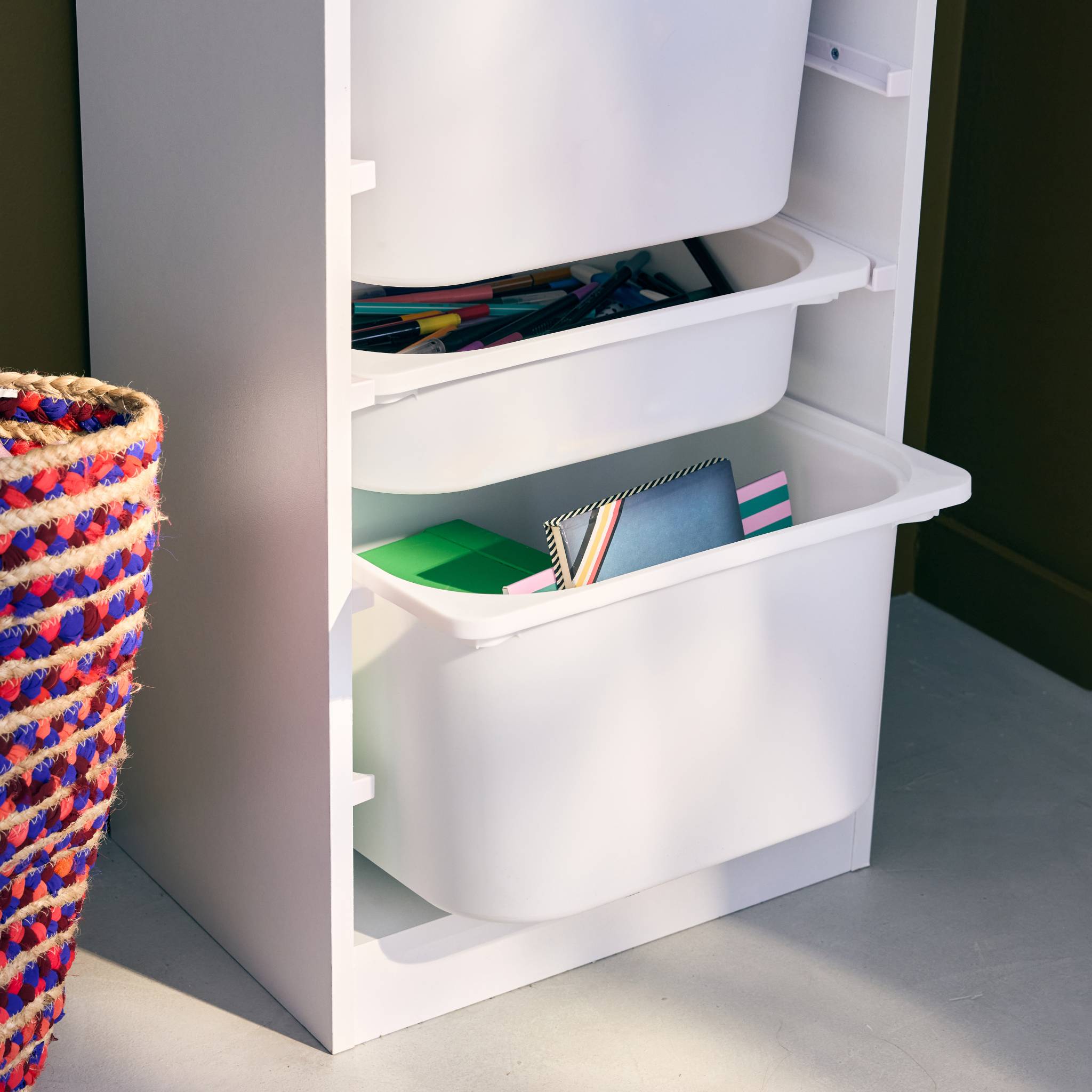 Contenitore per bambini con 4 contenitori, bianco