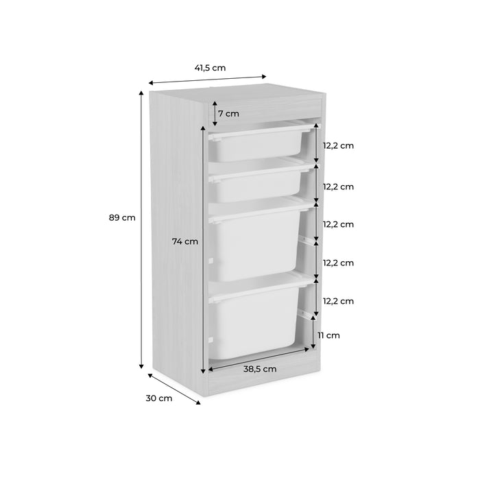 Contenitore per bambini con 4 contenitori, bianco