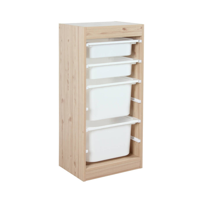 Set di 2 mobili per bambini con 4 contenitori, marrone naturale