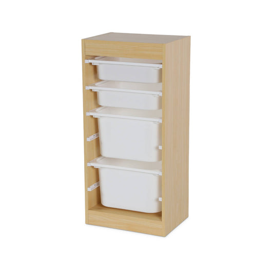 Set di 2 mobili per bambini con 4 contenitori, marrone naturale