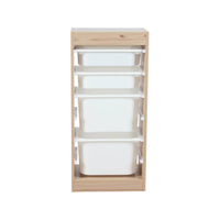 Set di 2 mobili per bambini con 4 contenitori, marrone naturale