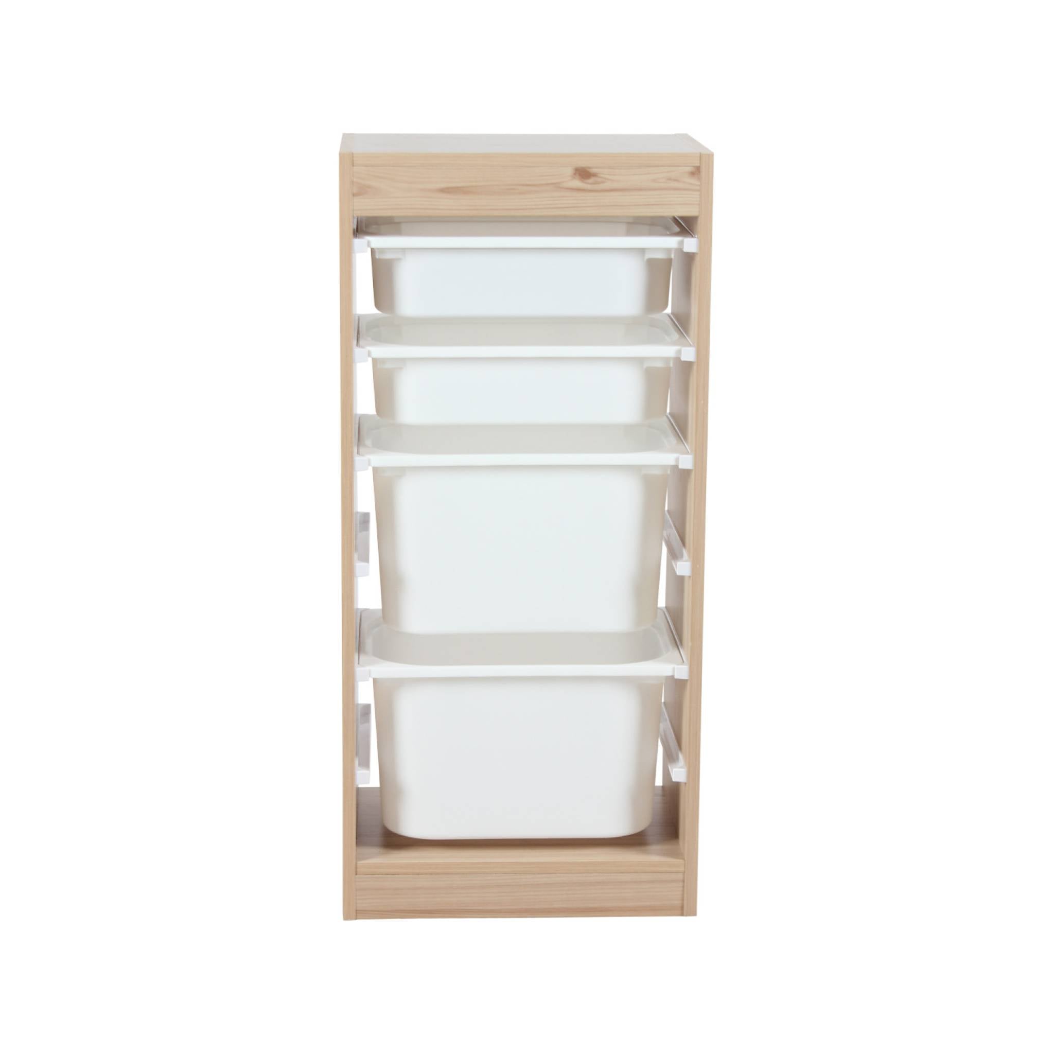 Set di 2 mobili per bambini con 4 contenitori, marrone naturale