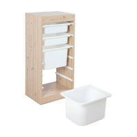 Set di 2 mobili per bambini con 4 contenitori, marrone naturale