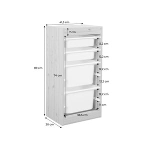 Set di 2 mobili per bambini con 4 contenitori, marrone naturale