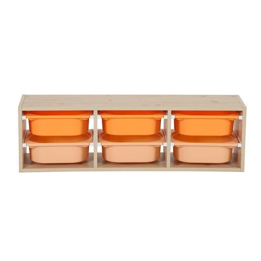 Mobile di stoccaggio per bambini con 6 contenitori colorati, arancione