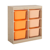 Mobile contenitore per bambini con 6 scatole colorate, arancione