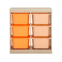 Mobile contenitore per bambini con 6 scatole colorate, arancione
