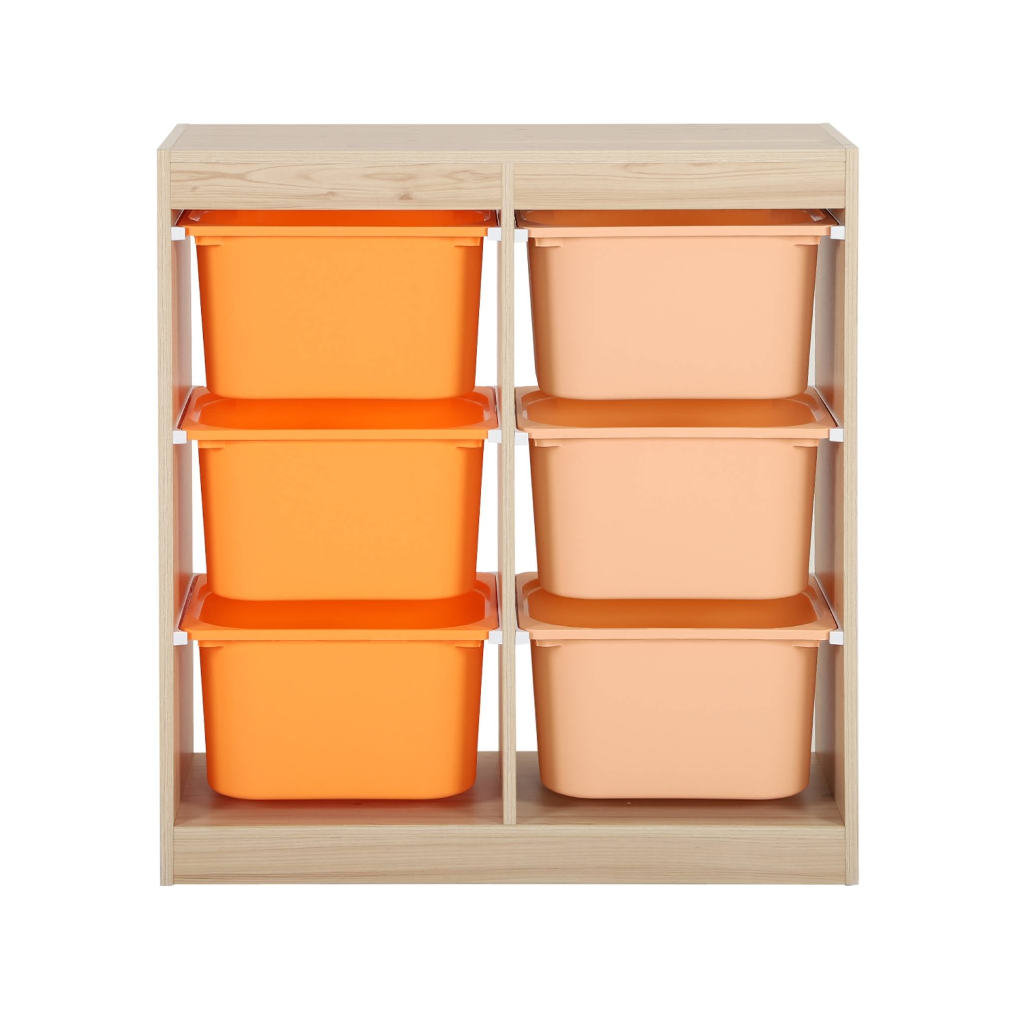 Mobile contenitore per bambini con 6 scatole colorate, arancione