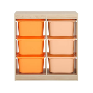 Mobile contenitore per bambini con 6 scatole colorate, arancione