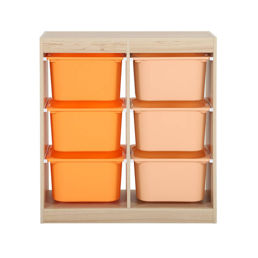 Mobile contenitore per bambini con 6 scatole colorate, arancione