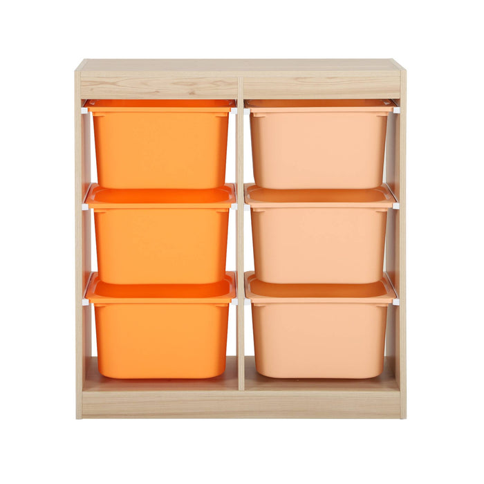 Mobile contenitore per bambini con 6 scatole colorate, arancione
