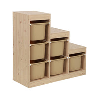 Mobile contenitore per bambini a scala con 6 contenitori, beige