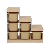 Mobile contenitore per bambini a scala con 6 contenitori, beige