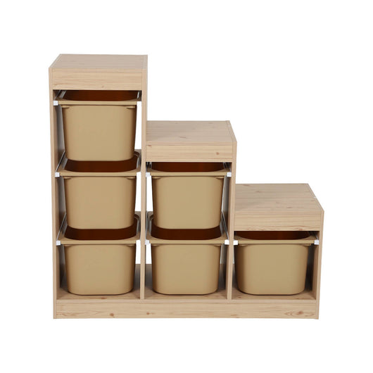 Mobile contenitore per bambini a scala con 6 contenitori, beige