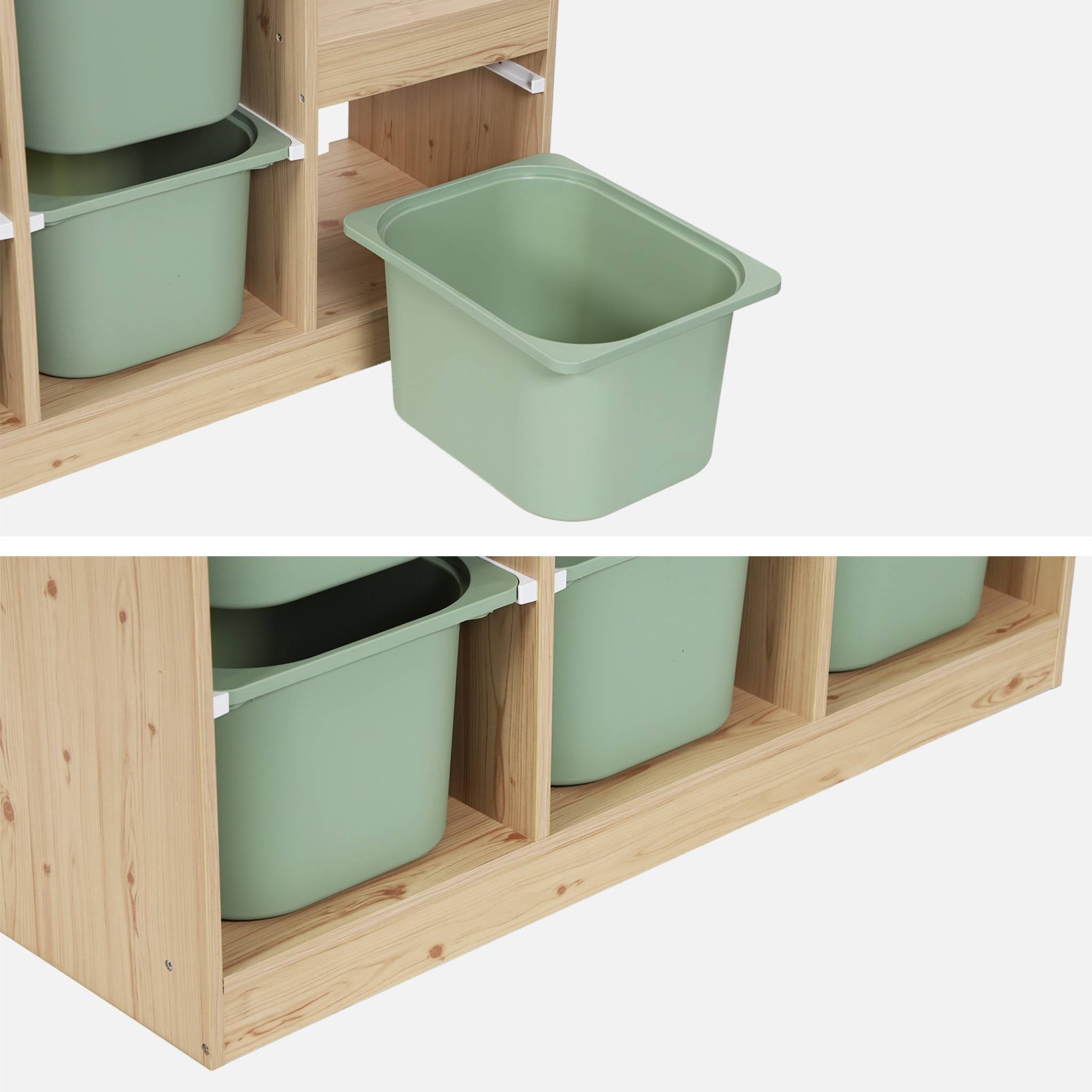 Mobile contenitore per bambini a scala con 6 contenitori, verde grigio