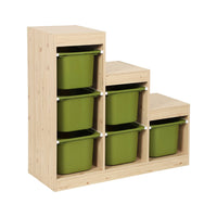 Mobile contenitore per bambini a scala con 6 contenitori, verde kaki