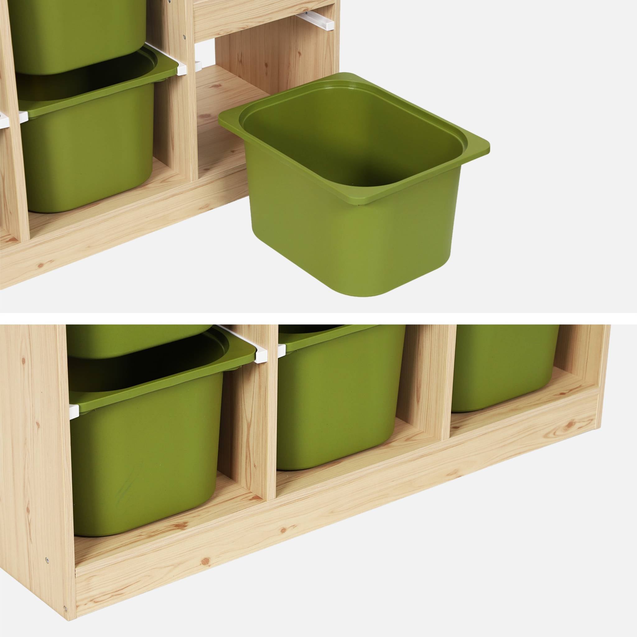 Mobile contenitore per bambini a scala con 6 contenitori, verde kaki