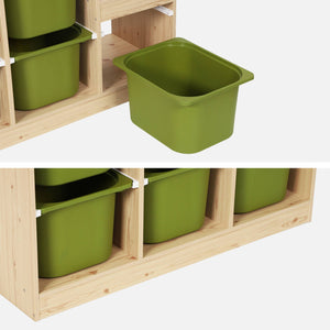 Mobile contenitore per bambini a scala con 6 contenitori, verde kaki