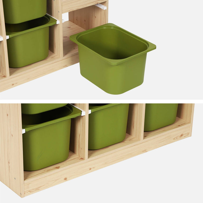 Mobile contenitore per bambini a scala con 6 contenitori, verde kaki