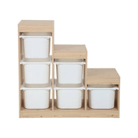 Mobile contenitore per bambini a scala con 6 contenitori, marrone