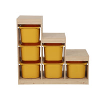 Mobile contenitore per bambini a scala con 6 contenitori, mostarda