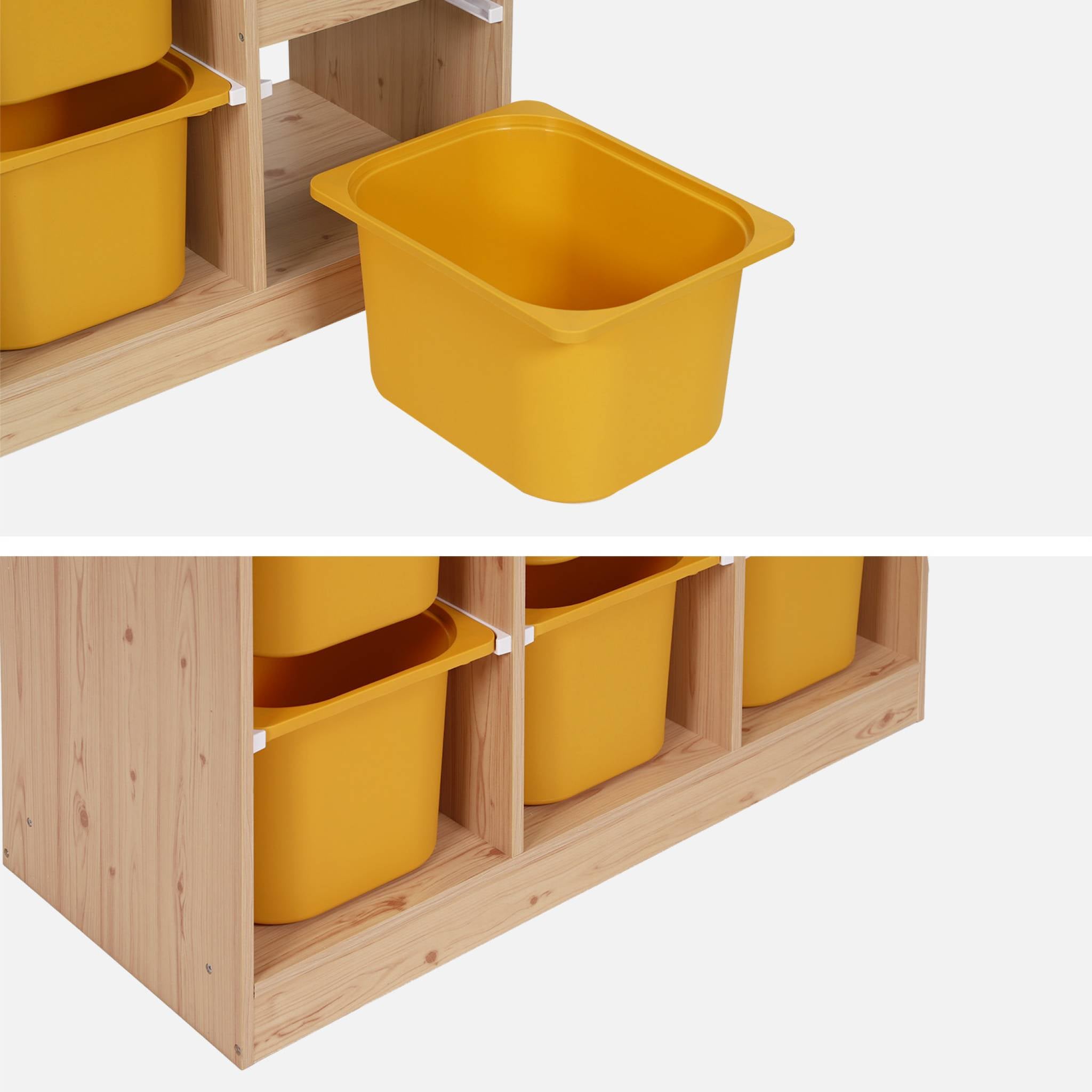 Mobile contenitore per bambini a scala con 6 contenitori, mostarda