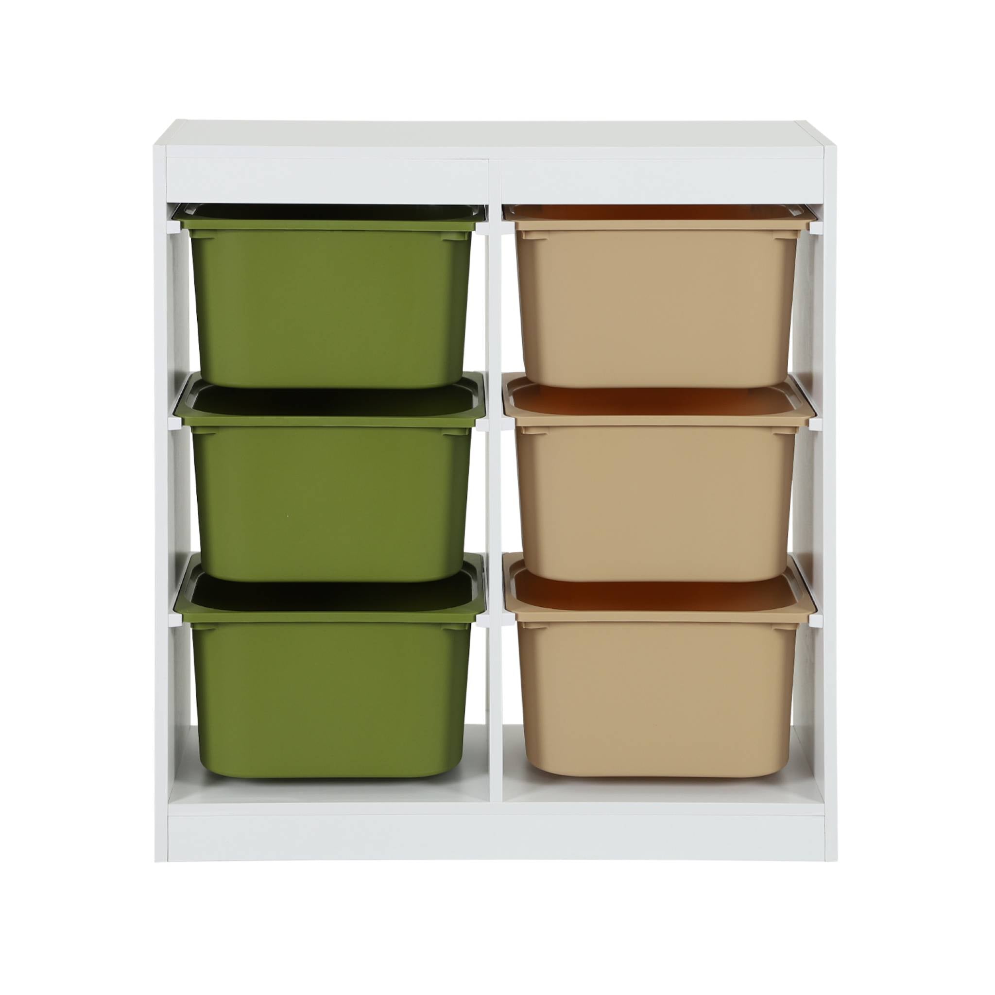 Mobile per bambini con 6 scatole colorate, verde oliva