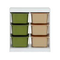 Mobile per bambini con 6 scatole colorate, verde oliva