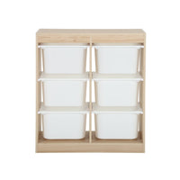 Contenitore per bambini con 6 contenitori, marrone naturale